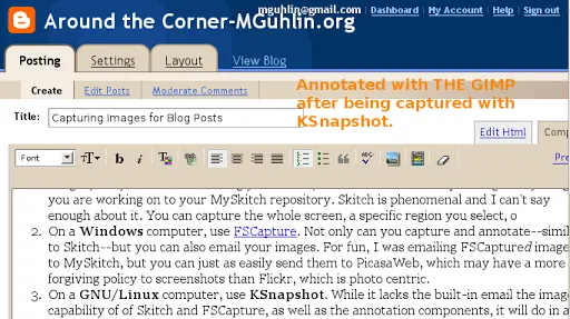 Capturing Images for Blog Posts