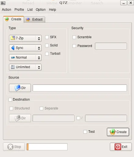 GUI 7zip Compression on UbuntuLinux, Windows and Mac