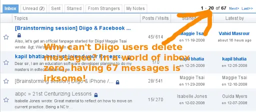 Diigo Messages - Delete!