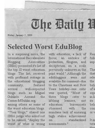 Selected Worst Edublog - Around the Corner