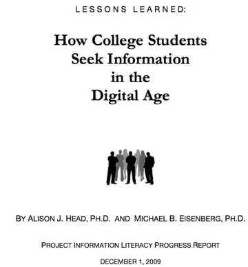 DiigoNotes- “Lessons Learned: How College Students Seek Information in the Digital Age” « ResourceShelf