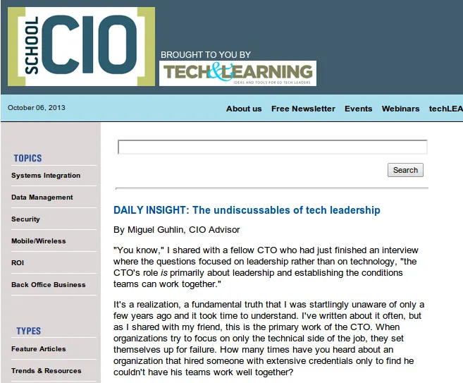 SchoolCIO - The Undiscussables of tech leadership