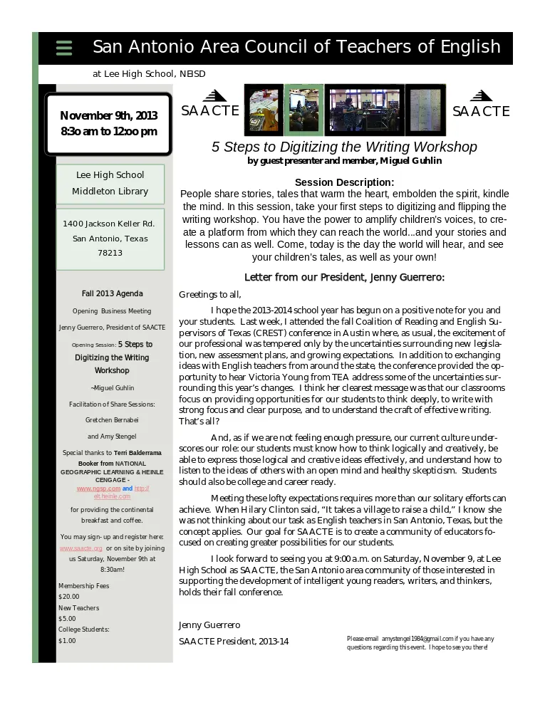 Attend SAACTE13 Conference - Digitizing the Writing Workshop!