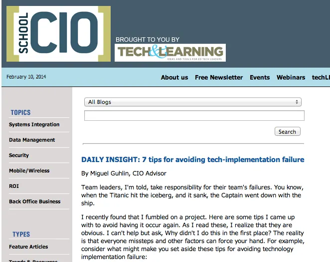 SchoolCIO - 7 tips for avoiding tech-implementation failure