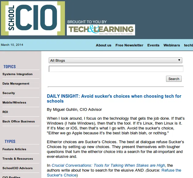 SchoolCIO - Avoid Sucker's Choices When Choosing Tech for Schools