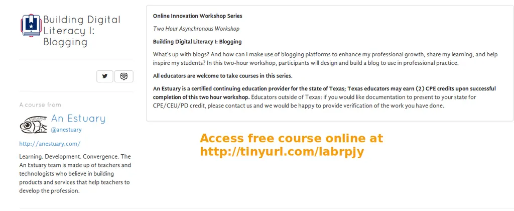 Free Course - Building Digital Literacy I: Blogging
