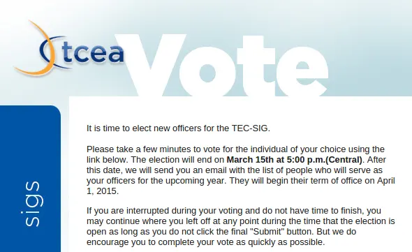 And the Race is On! Vote for your TECSIG Officers txed txeduchat