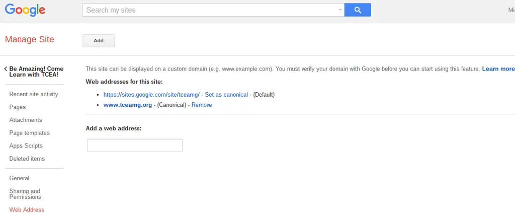 Mapping a Custom Domain to Google Sites