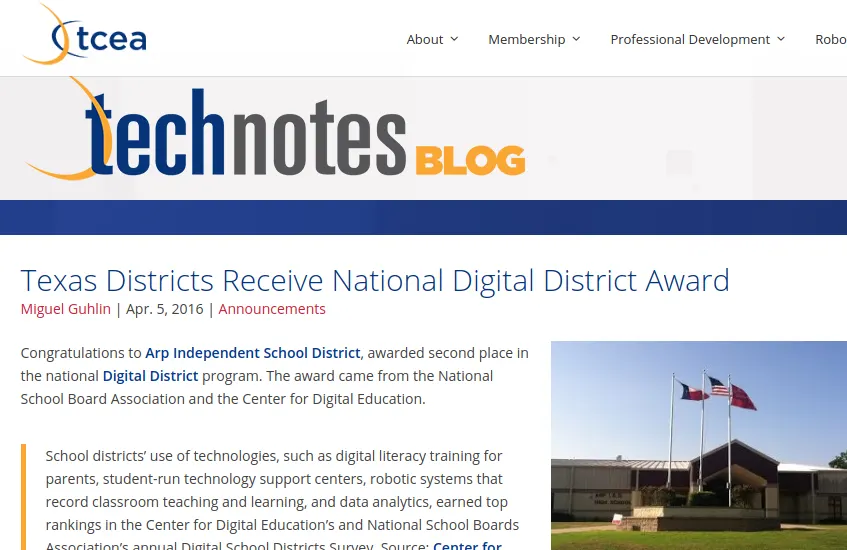 Texas Districts Receive National District Award