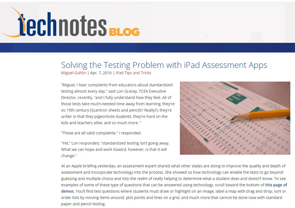 Solving the Testing Problem with iPad Assessment Apps