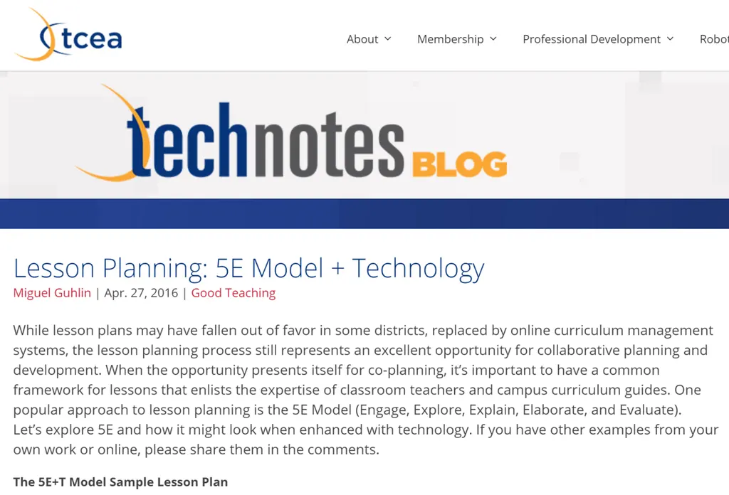 Lesson Planning: 5E Model + Technology