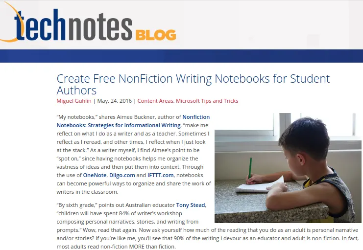Create Free NonFiction Writing Notebooks for Student Authors @onenoteedu onenote