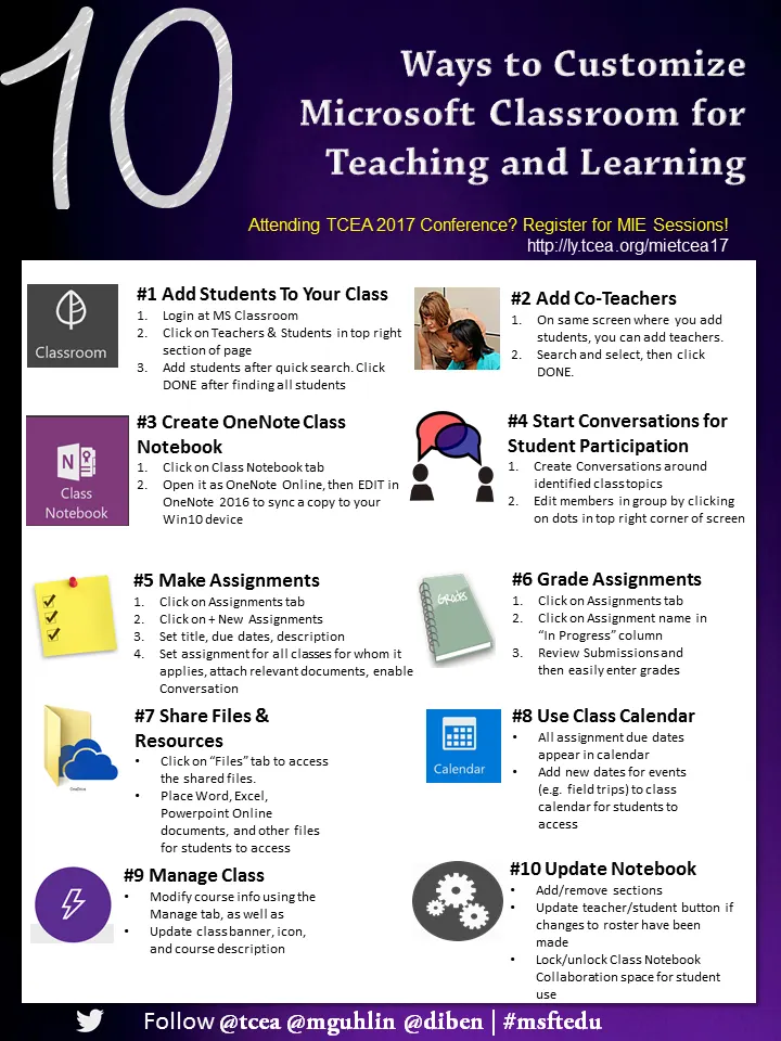 Infographic: Ten Ways to Customize MS Classroom tcea17 msftedu msftexpert @