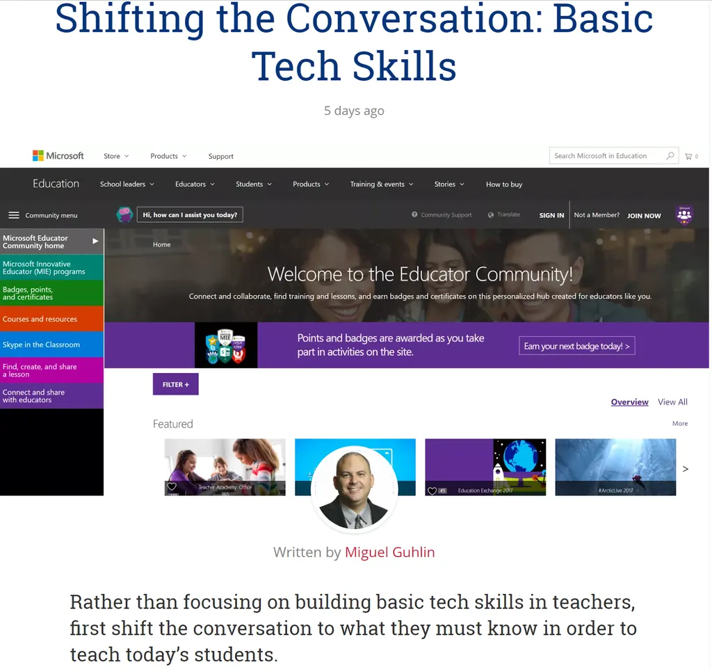 Shifting the Conversation: Basic Tech Skills MIEexpert @microsoftedu