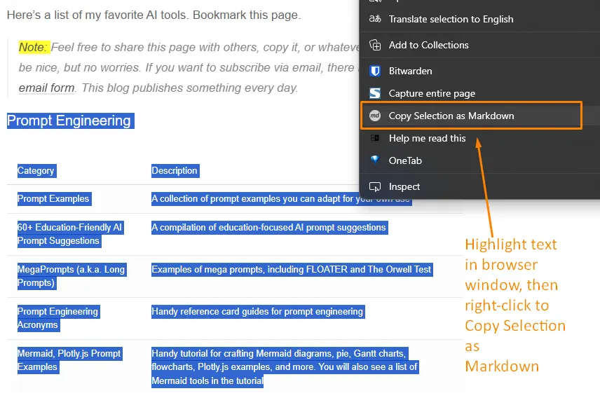 Copy Selection as Markdown